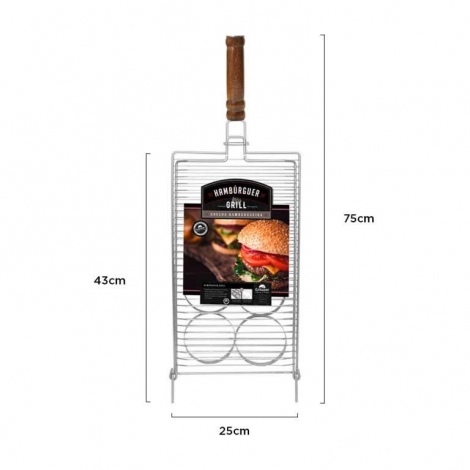GRILAZER - GRELHA INOX HAMBURGUEIRA (M) 25X43 XM - UN