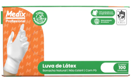 MEDIX - LUVA LATEX COM PO (M) - PT.100UN (5832)